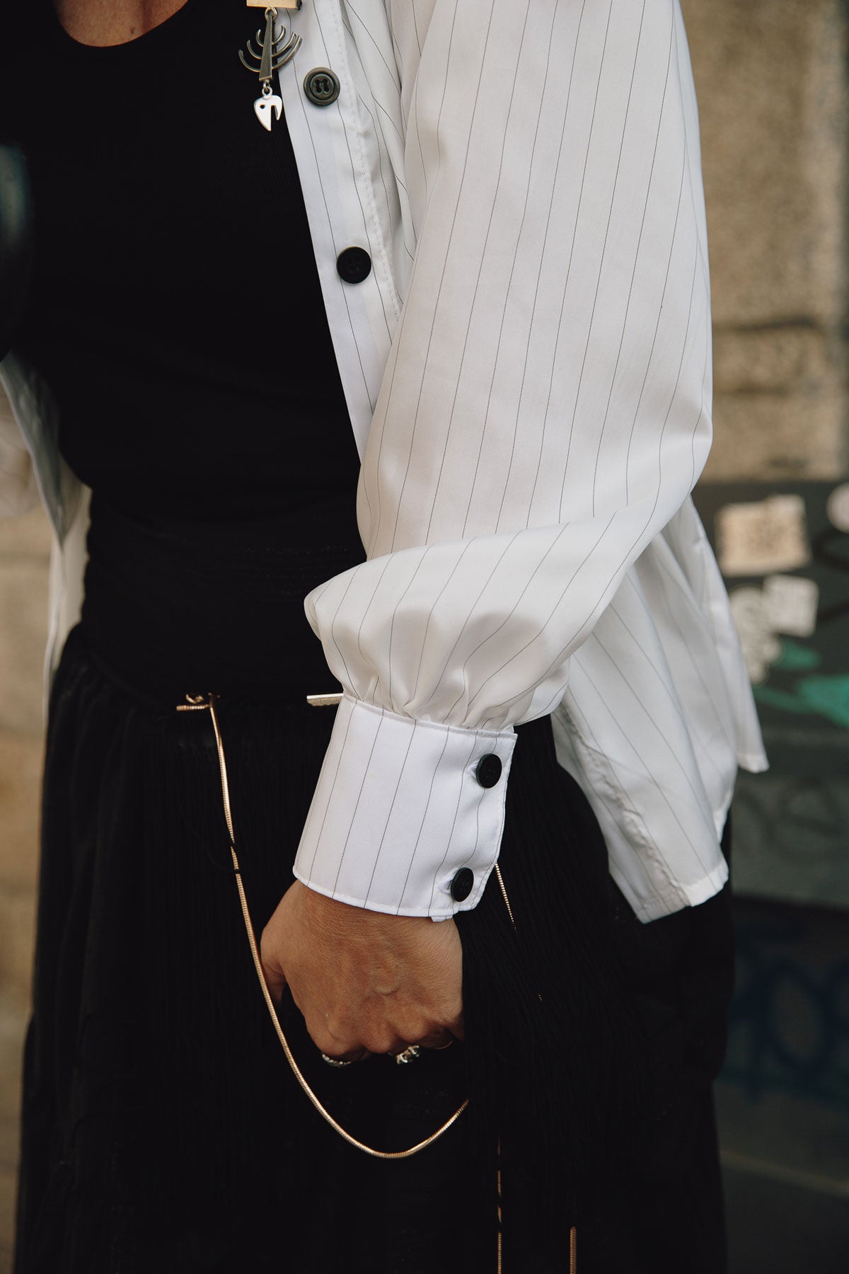 Blusa Branca com Risca