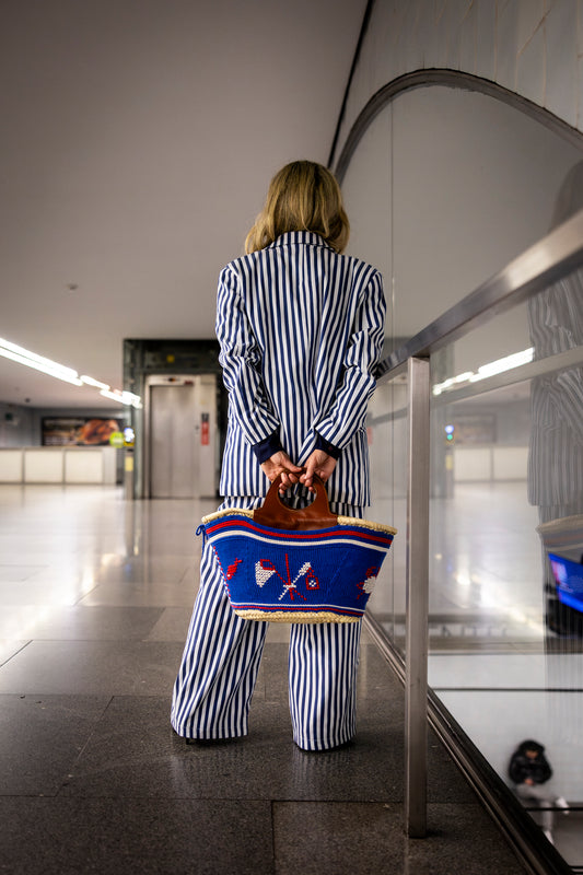 Calça Azul e Branco